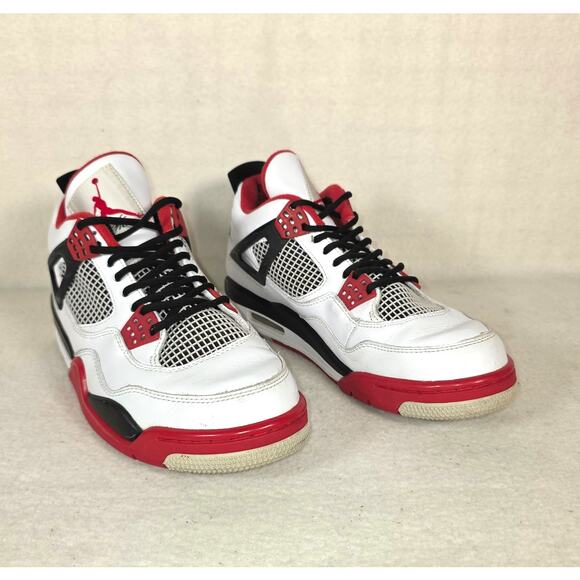 Nike Air Jordan Retro 4 308497-110 White/Red/Black Shoes Men's 8.5 Fire Red EUC - Picture 4 of 16